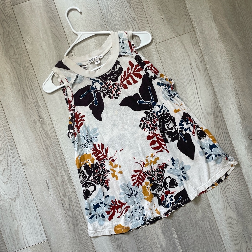 Stateside Floral Tank Top supima cotton White (medium) boho chic abstract asian